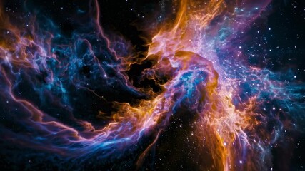 Wall Mural - a mesmerizing cosmic nebula in vivid colors, captured from a wide-angle perspective, resembling a sc