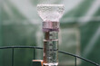© leomalsam - Filled rain gauge in a soaking wet rainy garden