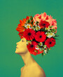 © Solarisys - Abstract contemporary art design or portrait of young woman with flowers on face hides her eyes