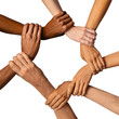 © Sojib - diverse hand of people holding each other forming a circle ring as unity concept in white transparent png background cutout