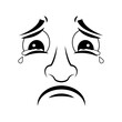 © Gabrieuskal - Rostro de cara llorando y triste en fondo blanco