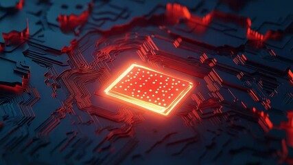 Wall Mural - quantum computing processing unit performing complex calculations on motherboard