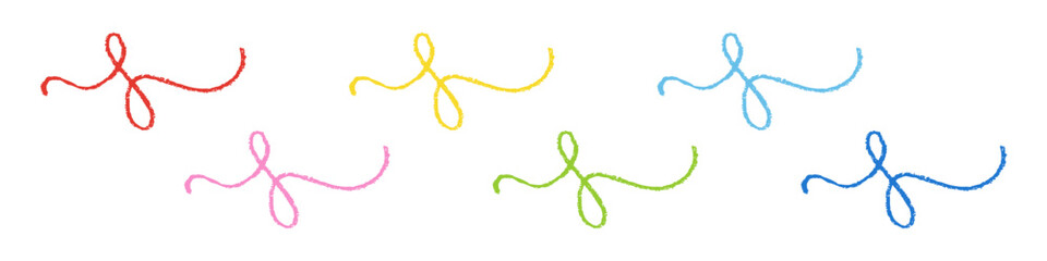 Wall Mural - Set of Design Elements Hand-drawn Lines with Curls and Nodes of Different Colors Isolated on White Backdrop. Style of Children's Drawing.