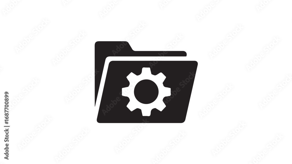 Folder Icon with Gear Settings, Options, Configuration, Management ...