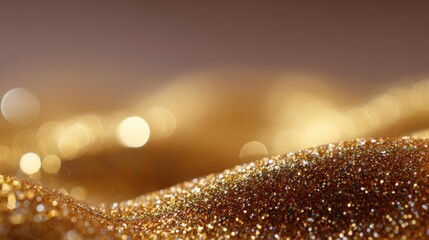 Wall Mural - golden glitter background with sparkles and soft light reflections