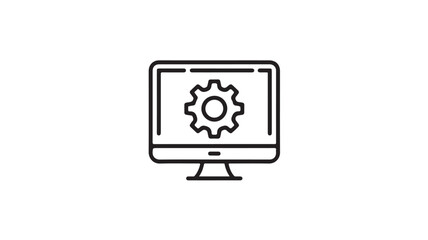 Computer screen displaying a gear icon symbolizing settings or configuration