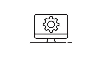 Computer screen displaying a gear icon symbolizing settings or configuration