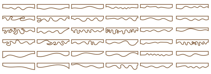 Curve Lines, Drops, Wave Collection of Abstract Design Element for Top, Bottom Page Web Site. Template of Modern Dividers Shapes for Website Pictogram Set. Isolated Vector Illustration