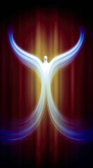 Wall Mural - Inspiring Pentecost Wallpaper Featuring a Luminescent Figure Against a Vibrant Backdrop
