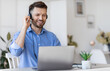 © Prostock-studio - Hotline Operator. Handsome Young Man Customer Support Manager In Headset Working With Laptop Computer In Office, Consulting Clients Online, Managing Issues, Sitting At Desk, Free Space