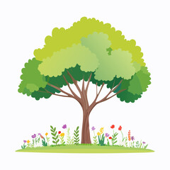 Vector of watercolor tree side view isolated on white background for landscape and architecture layout drawing, elements for environment and garden