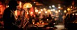 © NENI - Silhouette of a musician playing saxophone in a dimly lit bar, with blurred patrons in the background