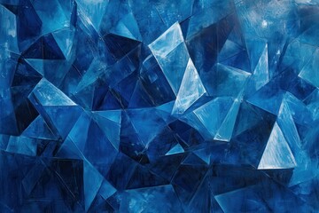 sharp image of Poligonal blue abstract background