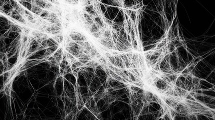 White Cobweb on Black Background Creates an Abstract Dreamscape Nightmare