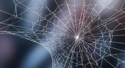 Close-up of a spiderweb with a blurred background.