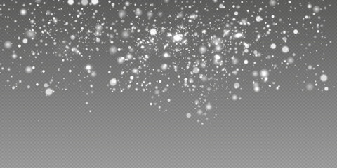 Wall Mural - Christmas snowflakes on a transparent background. Snow flakes, snow background. Heavy snowfall, snowflakes in different shapes and forms.