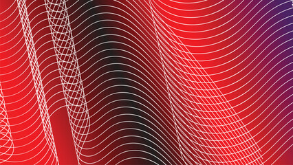Red abstract vector background with wavy lines and decorative patterns