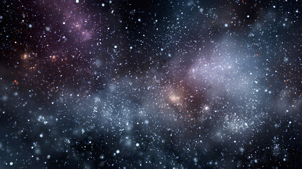 Wall Mural - starry space with glowing dust, nebula lights, and cosmic snow. a deep dark background for winter, h