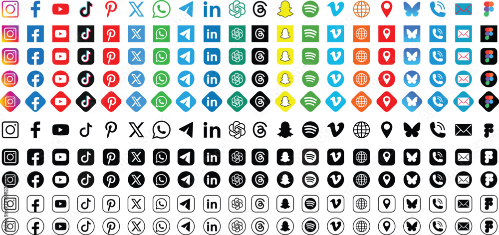 Popular Social Media App Icons 2025, 2026. Latest updated. Instagram ...