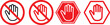 © MDneamul - Red stop hand block octagon sign or Adblock or do not enter or forbidden icon. Red and black stop sign with hand icon set