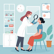 © Aimi - Dermatologist examining a patients skin with a magnifying glass in a clinic.