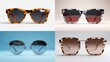 © Joni - Four pairs of tortoiseshell and other patterned sunglasses displayed in a grid