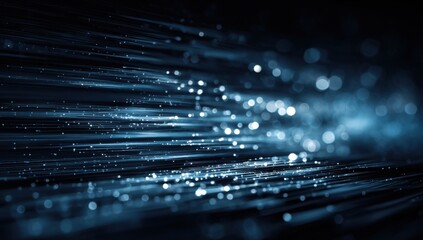 Abstract dark blue digital backdrop with streaks and bokeh