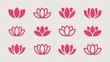 © Aang - Elegant pink lotus flower icons collection symbolizing peace, purity, and enlightenment for wellness branding and design projects.