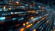 © kai - Abstract digital network flow.  Blurred lines and dots of glowing orange and teal energy stream across a dark background, creating a sense of speed and data movement