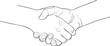 © Yana - Black and white line drawing of two hands shaking symbolizing agreement and partnership