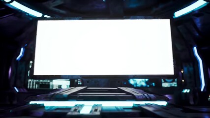 Futuristic Spaceship Bridge with Blank Screen