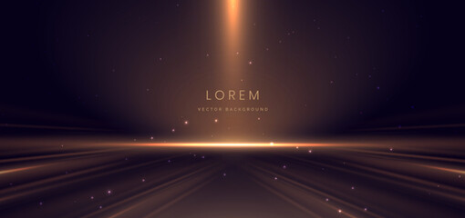 Wall Mural - Scene gold light glowing with lighting effect on dark background. Luxury award celebration concept.