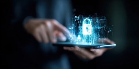 The smartphone displaying digital padlock symbolizing advanced security and data protection.