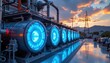 © wpw - pcm based thermal energy storage facility with futuristic glowing capsules, cinematic photorealistic wide shot capturing renewable electricity infrastructure and latent heat storage technology clearly