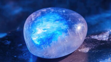 A large blue crystal sits on top of a table, ready for use or display