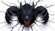 © Ramdan - Ferocious dragon breaking through a shattered wall with its claws and menacing eyes for an