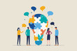 © Lalin - Diverse team collaborates on a bright idea represented by a puzzle lightbulb with speech bubbles