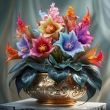 vase with flowers in a diffrent colors
