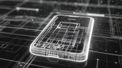 Wall Mural - futuristic hologram smartphone floating over circuit board design
