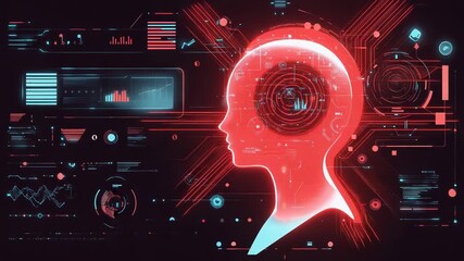 Wall Mural - artificial intelligence processing data in futuristic hud interface