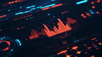 Wall Mural - Futuristic hud display showing increasing bar charts and data analysis