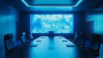 Wall Mural - modern conference room showing global data on big screen