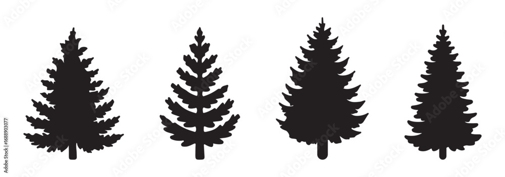 pine tree silhouette set collection evergreen tree designs vector ...