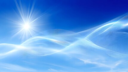Wall Mural - Clean air awareness concept with radiant glowing blue sky and abstract wave patterns