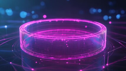 Wall Mural - futuristic glowing purple cylinder floating in cyberspace