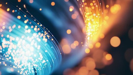 Wall Mural - fiber optic cables transferring data at high speed with bokeh effect