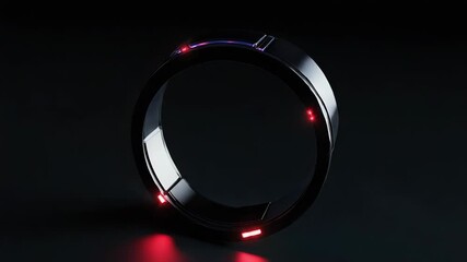 Wall Mural - futuristic smart ring glowing on dark background
