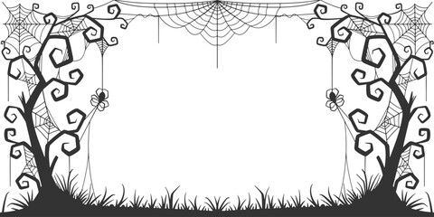 Wall Mural - spooky Halloween frame with spider web. vector eps	