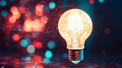 Wall Mural - light bulb illuminating digital circuitry, innovation in technology