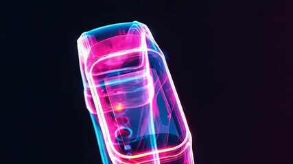 Wall Mural - futuristic smartwatch glowing with neon lights on dark background